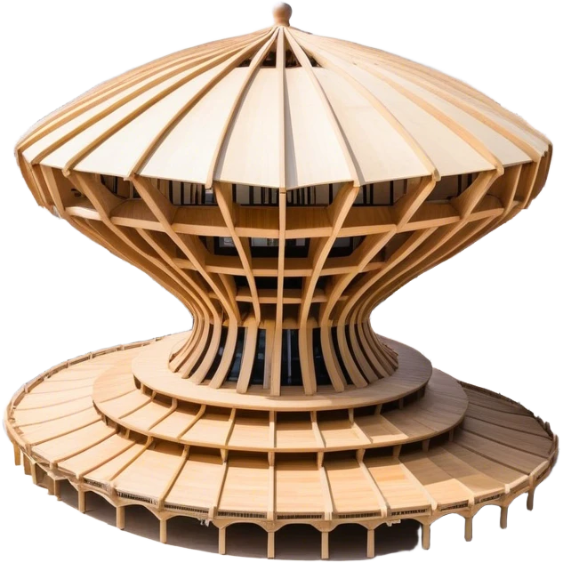 Cinematic Realistic Metropol Parasol Landmark Emoji, depicted with a modern wooden structure set against a vibrant cityscape rendered with detailed textures and dynamic, contemporary lighting. emoji
