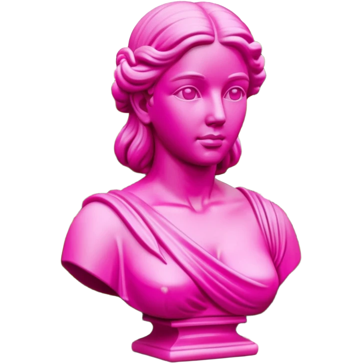 Jeff Koons style pink Grecian bust sculpture in a garden landscape  emoji