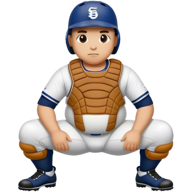 Baseball catcher crouch fat belly undies  emoji