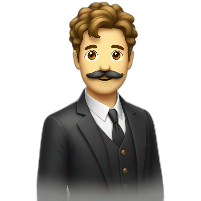 Homme moustachu avec les cheveux plaqué sur le côté emoji
