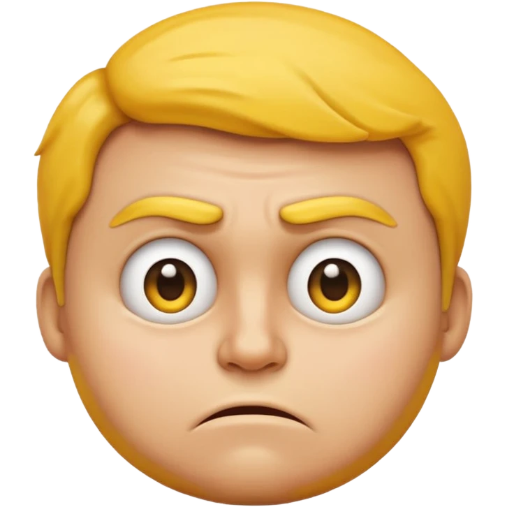 offended yellow face emoji, classic emoji style, expressive, furrowed brows, frown, puffed cheeks, showing clear offense emoji
