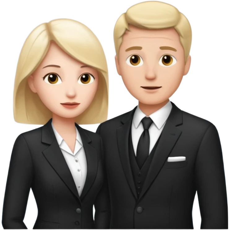 white man in formal suit talking to white woman in formal suit emoji