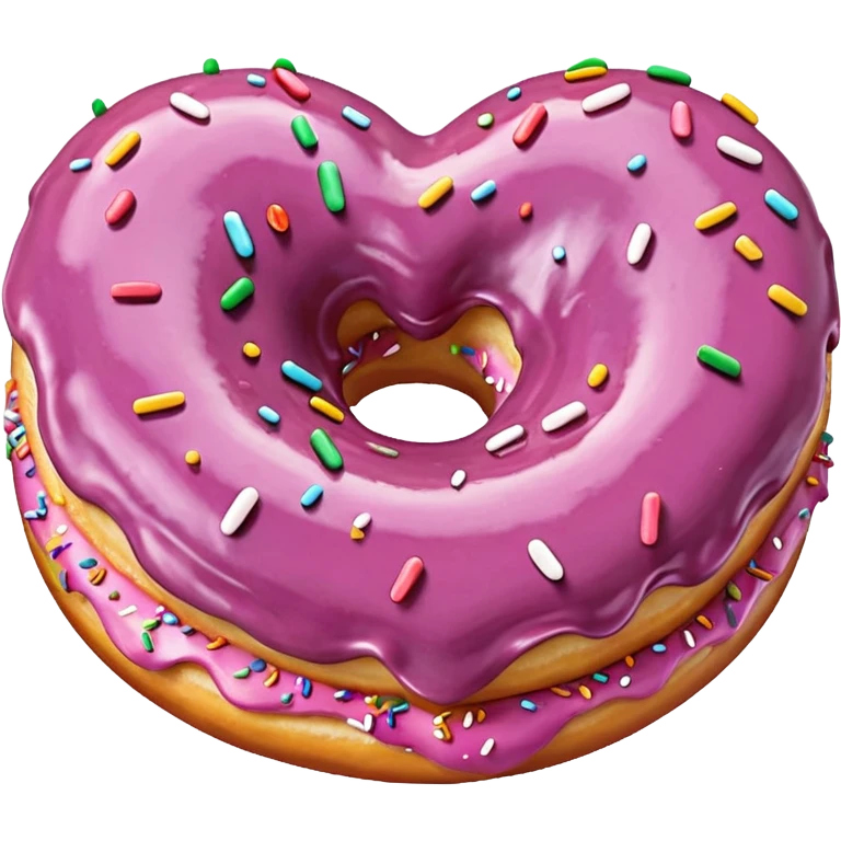 Realistic isolated heart shaped donut with mauve frosting. emoji