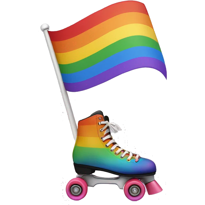 a human on roller skates speeding with a rainbow flag that leaves a trail emoji