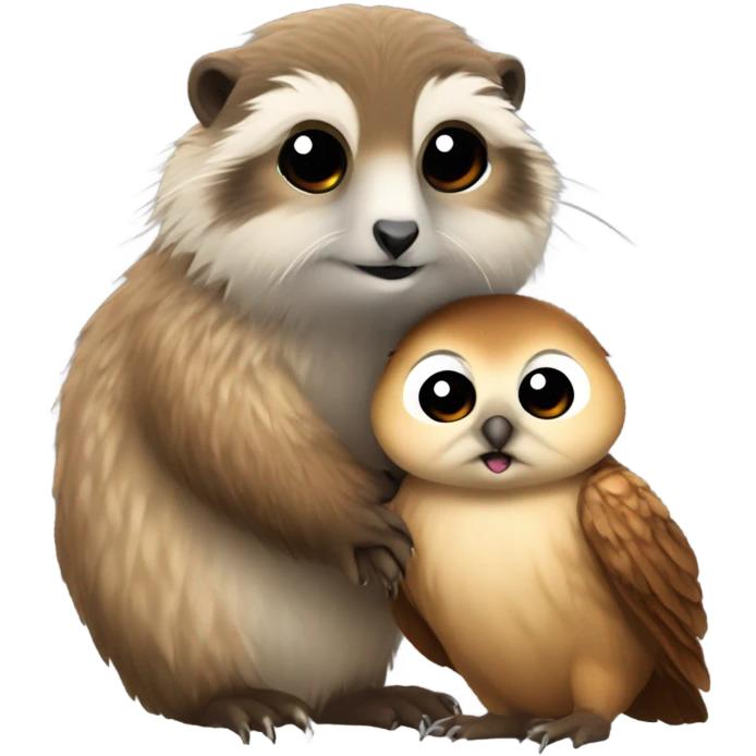 a marmot and a little owl in love emoji