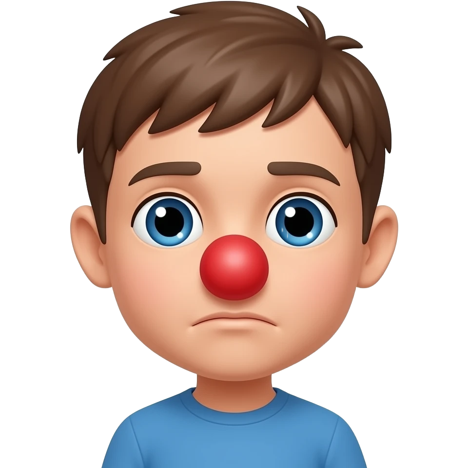 A boy with a cold and red nose emoji