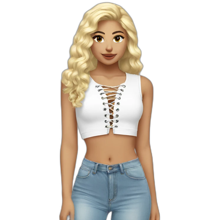 caucasian blonde plush lace up crop top emoji