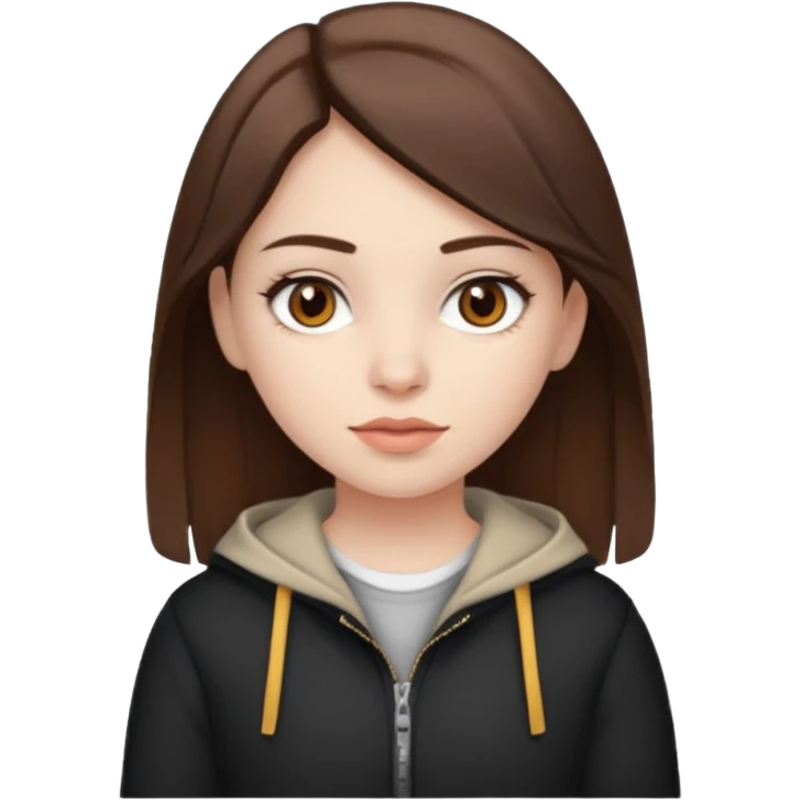 hispanic girl with brown eyes and brown hair and alt emoji