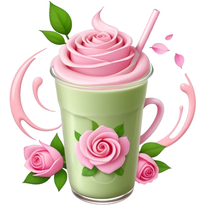 Rose matcha milk tea  emoji