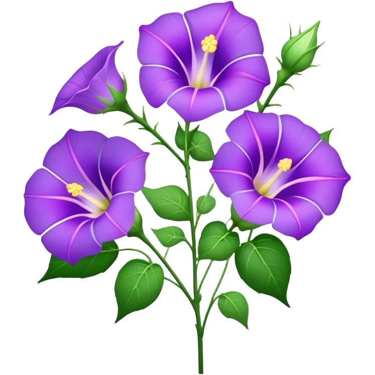 bouquet purple Morning Glorysuper, stem emoji