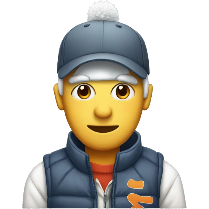 skinny snowman with vest, baseball cap emoji
