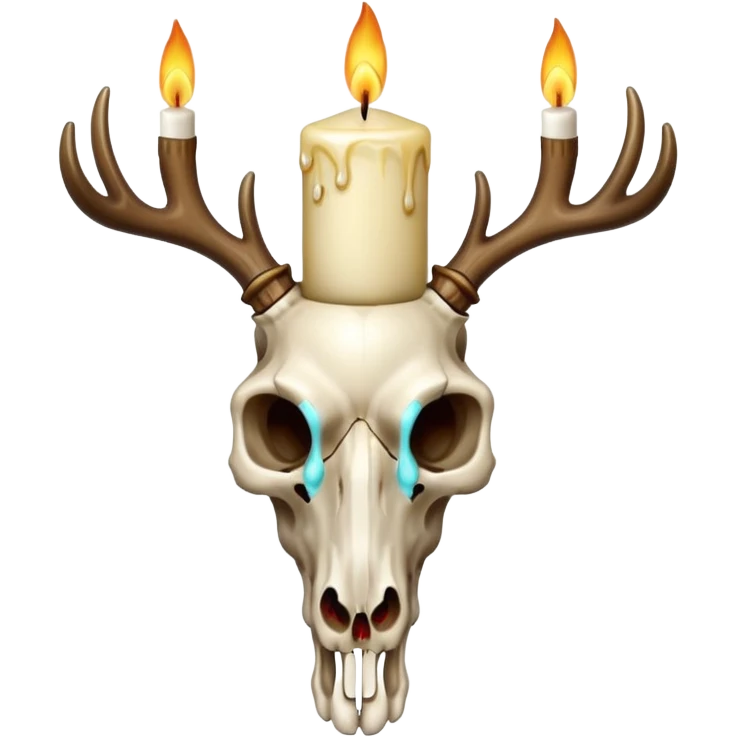 Deer skull with candle on top emoji