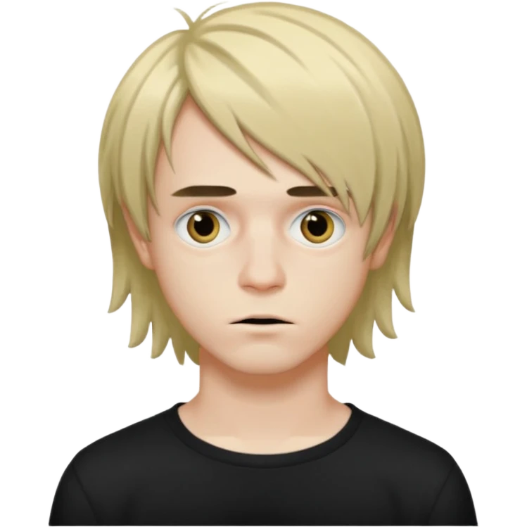 French emo guy with hazel hair and eyebags and shoulder length hair  emoji
