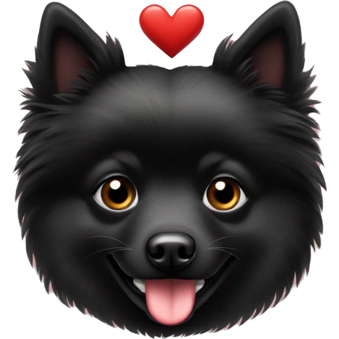 Black spitz with heart emoji