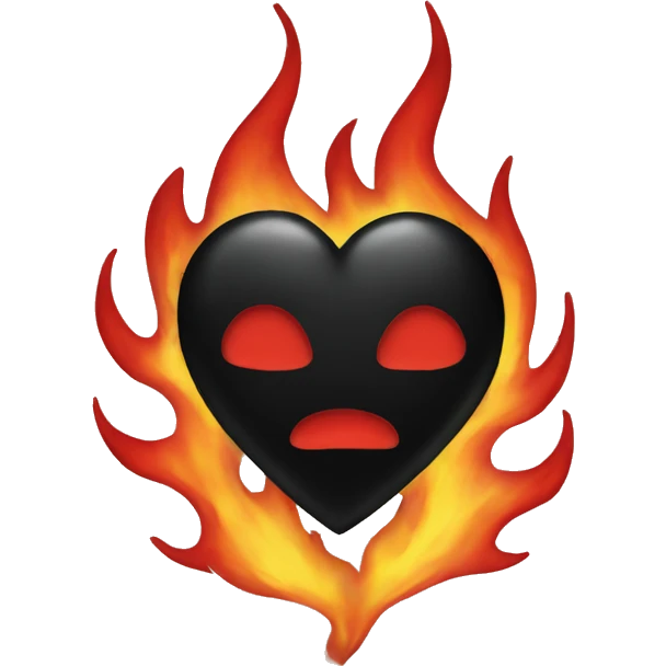 Black heart with red flames around it emoji