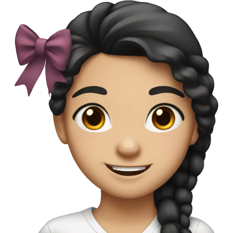 smiling girl with black hair bow emoji