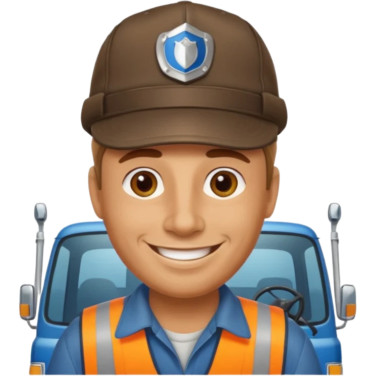 Kamyon şoförü Yarı Kamyonun Karikatür çizimi emoji