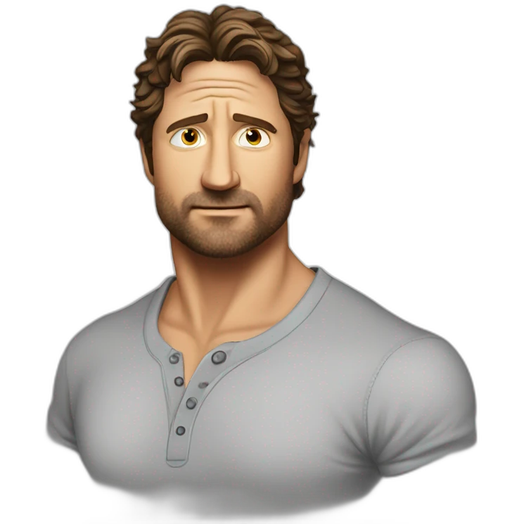 actor gerard butler cartoon wearing henley emoji