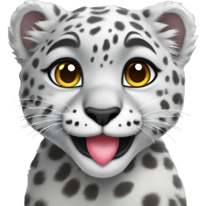 cute snow leopard shows a heart emoji