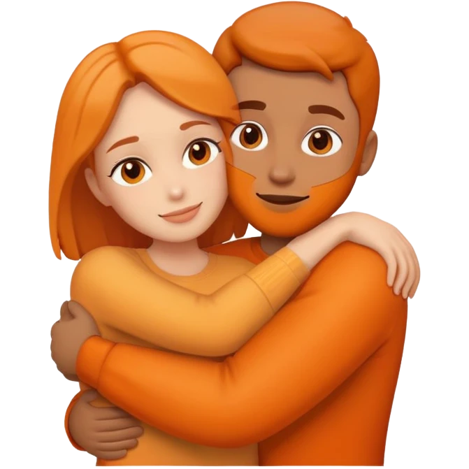 Couple hugging orange emoji