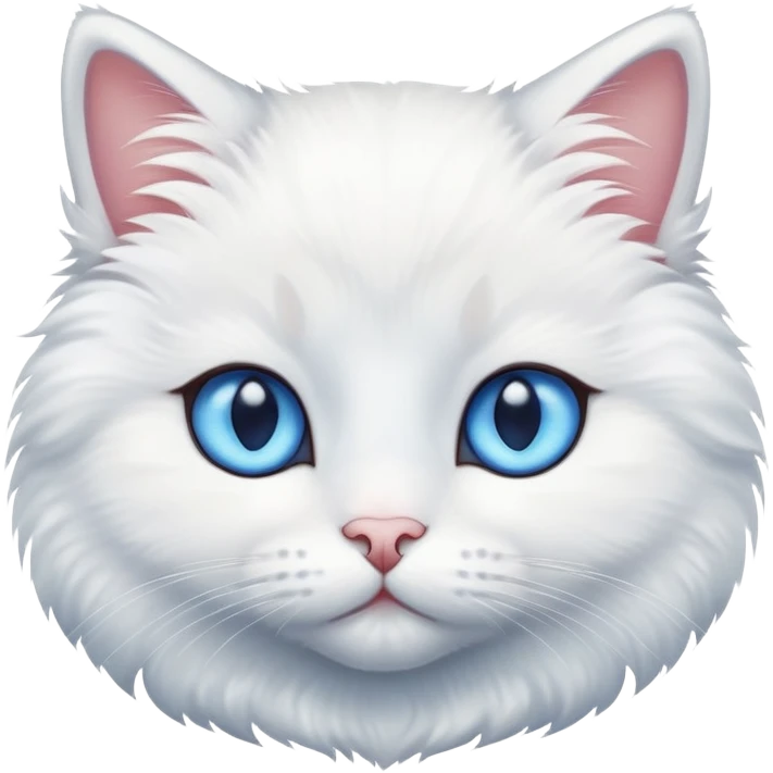 A cute cat with short white fur and blue eyes emoji