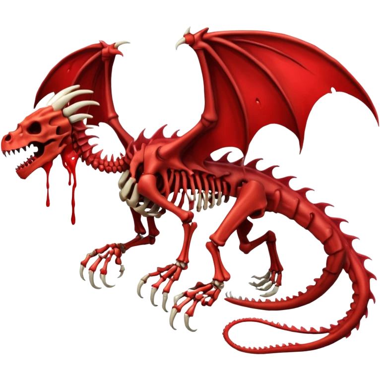  skeletal skeleton bone dragon with some blood dripping emoji