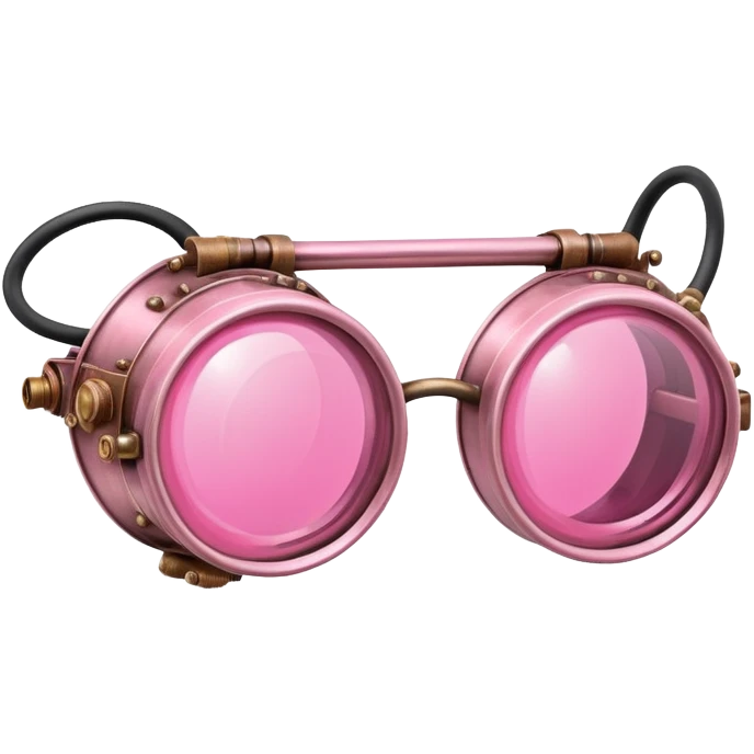 vintage pink welder's glasses, retro style with pink circular lenses, steampunk inspired emoji