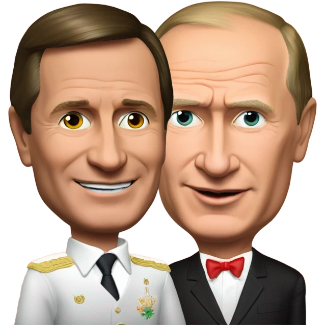 Vladimir Putin and Gerhard Schröder with classic shrimp cocktail  emoji