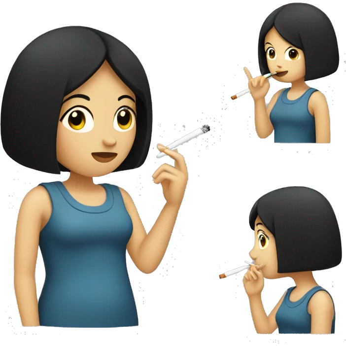 girl with black hair smoking a cigarette  emoji