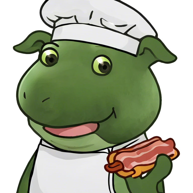 A pig eating bacon emoji