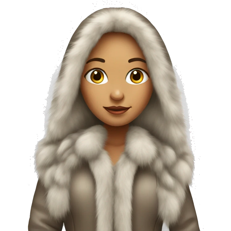Beautiful girl with long hair in a fur-coat emoji