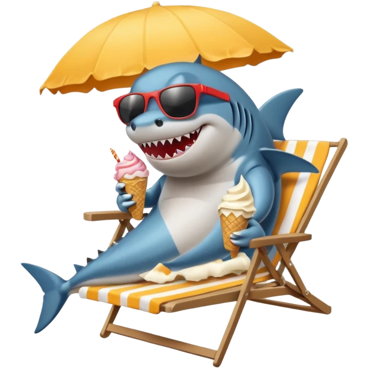 shark that’s eating ice cream on a beach chair  emoji