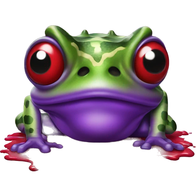 Purple horned frog spraying red paint out of its eyes emoji