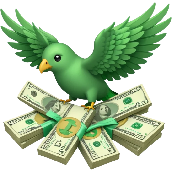 un fajo de dólares con alas volando emoji