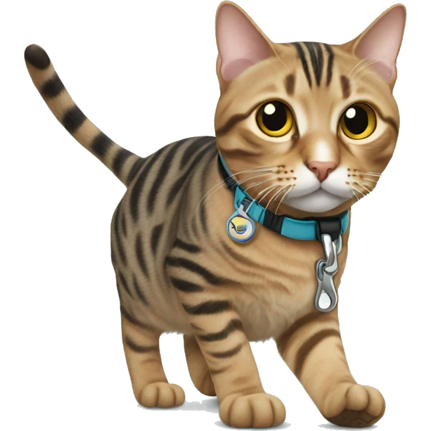 tabby cat on a walking leash emoji