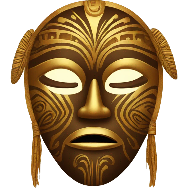 African tribal mask, golden and brown colors with ornament emoji