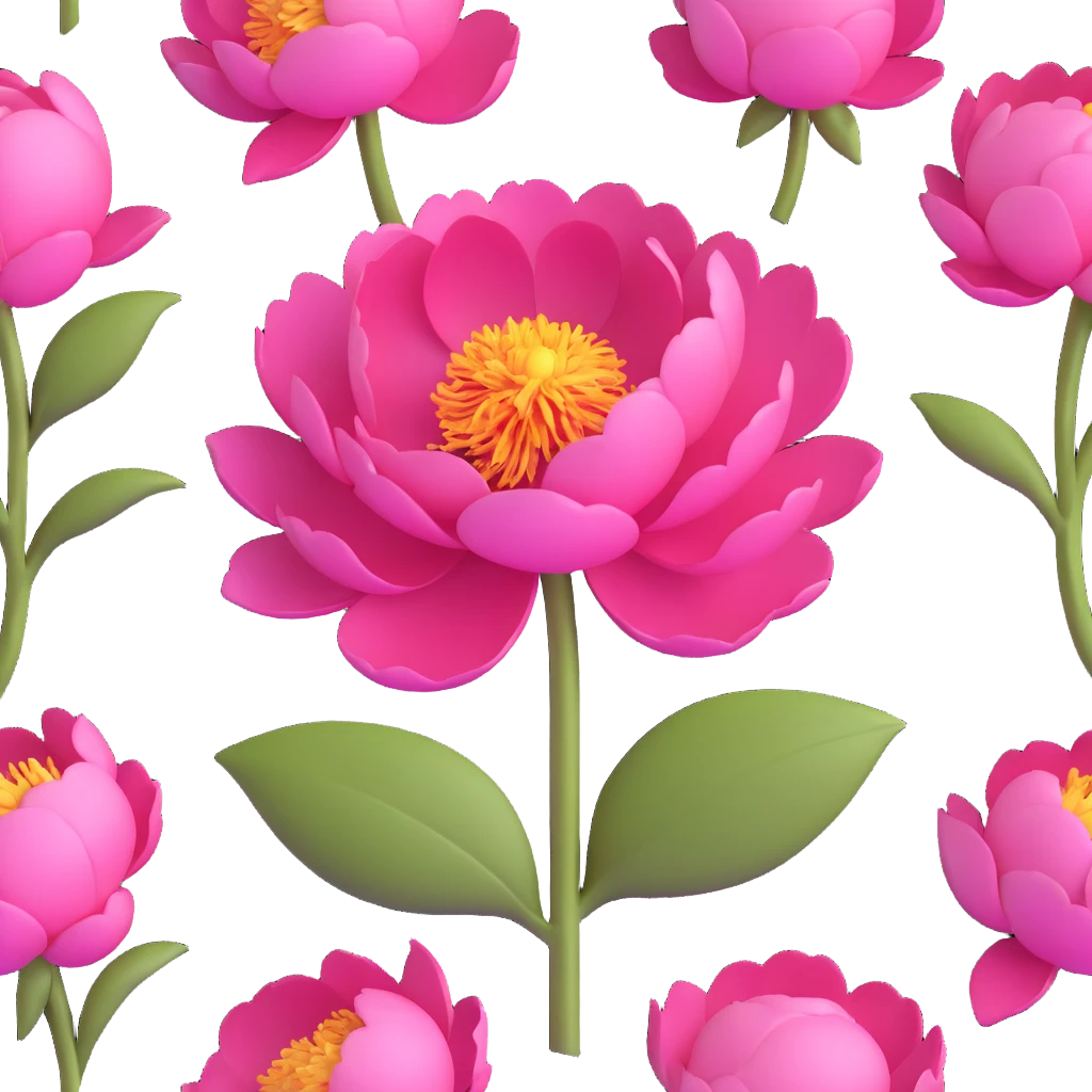 minimal 3D gothic peony with pink petal, simple and mysterious emoji