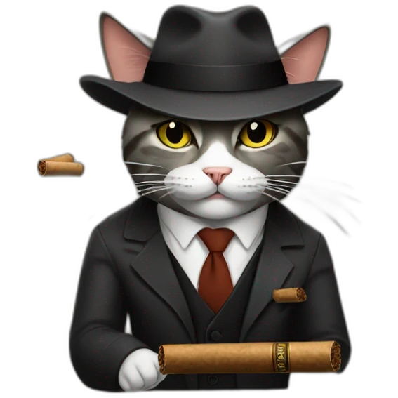Mafia cat with cigars emoji