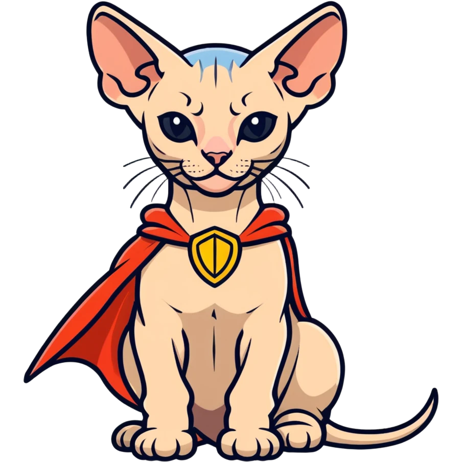 Sphynx wearing a cape emoji