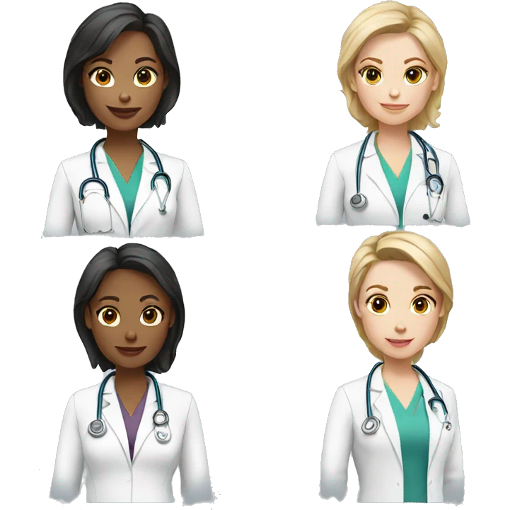 3 female doctors with fair skin emoji