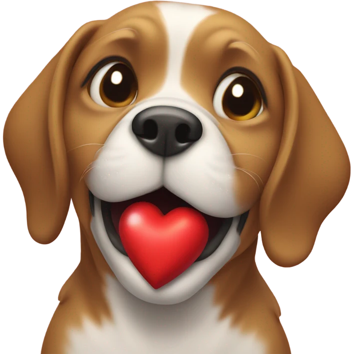 dog holding a heart emoji