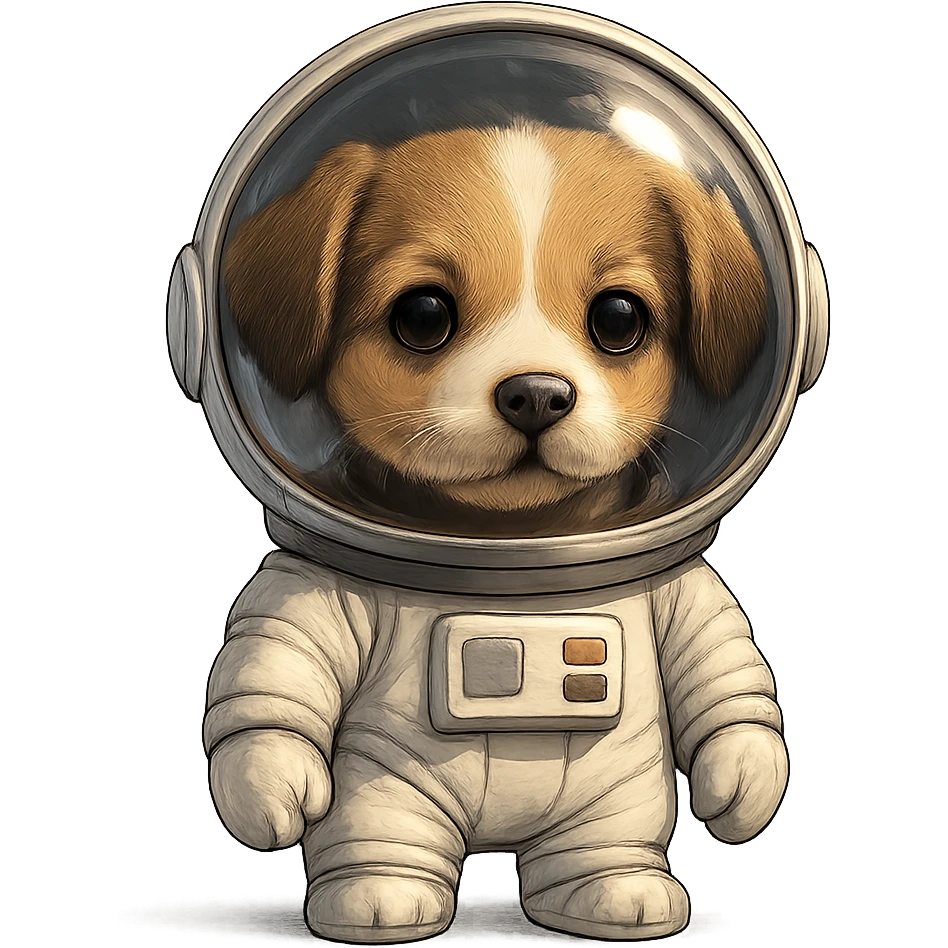 puppy astronaut with shiny helmet emoji