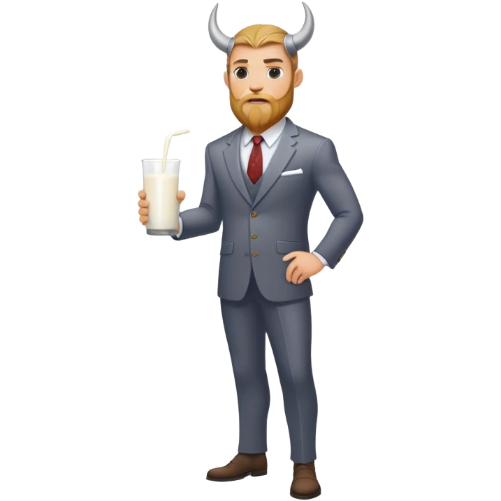Viking  without weapon in a suit with milk, without horns, full height  emoji