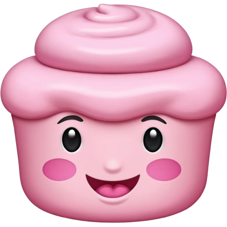 Yumuş yumuş pembe ayıcık elinde kremalı kek tutan emoji
