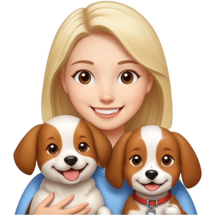 young woman with a cute dog, friends emoji