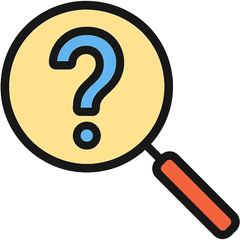 a magnifying glass with a question mark inside emoji