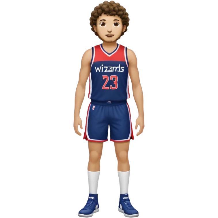 Curly hair short facial hair Washington Wizards Jersey white socks cover up the ankle legs and knees a right arm sleeve on your right arm full body Standing Tall emoji