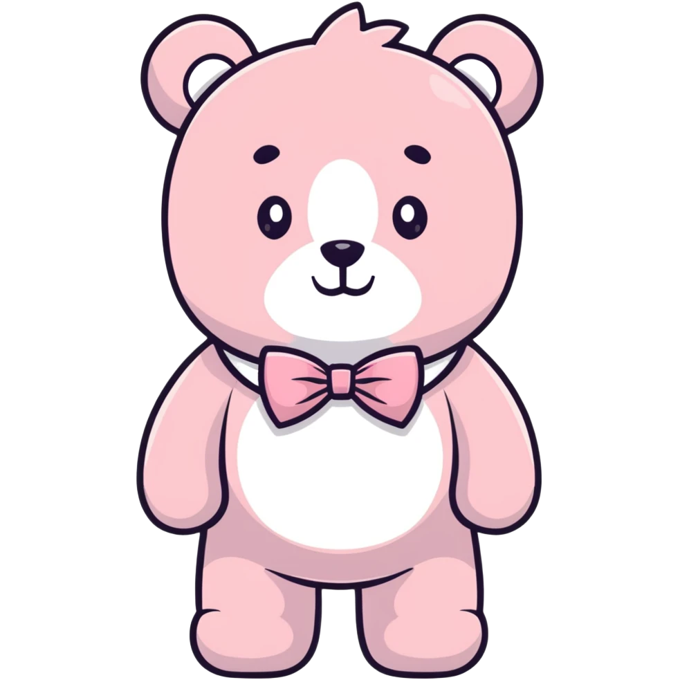 teddy bear with light pink bow tie emoji