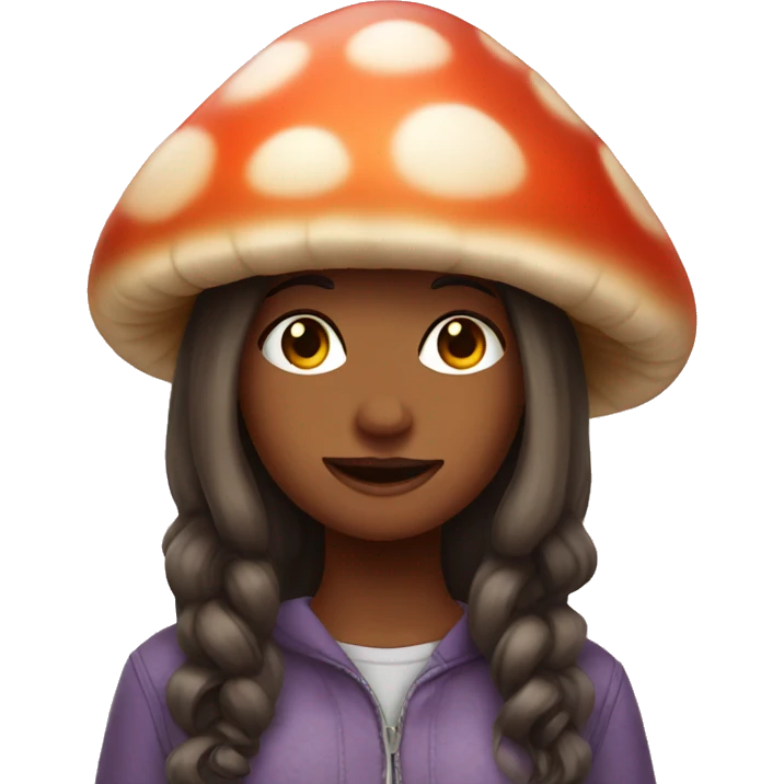 Girl wearing mushroom clothes emoji