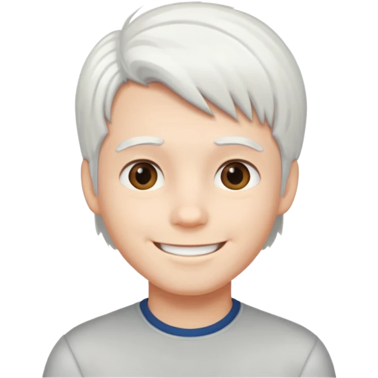 pure white hair, cute mature Boy emoji